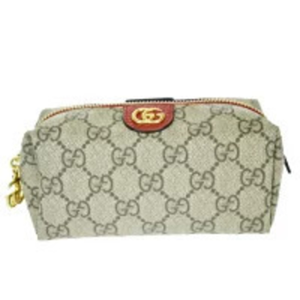 Gucci GG Marmont Pouch Clutch Bag Brown Red Leather